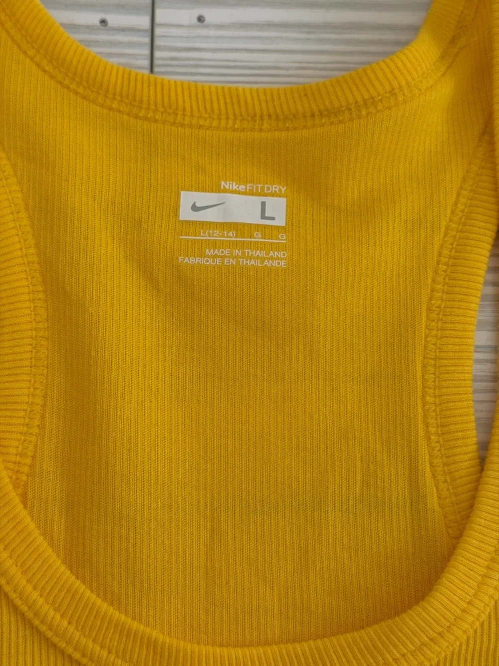 Nike | FitDri Yellow Ribbed Racerback Tank - Size Large - Picture 3 of 4